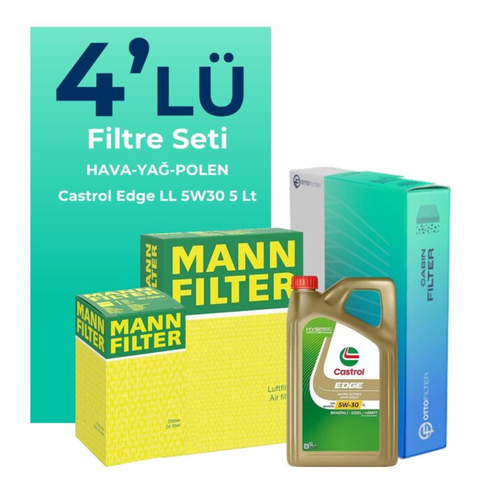 MANN BMW 1.16D Filtre Bakım Seti Castrol Motor Yağlı (2015-2019) 4 Lü - Görsel 1