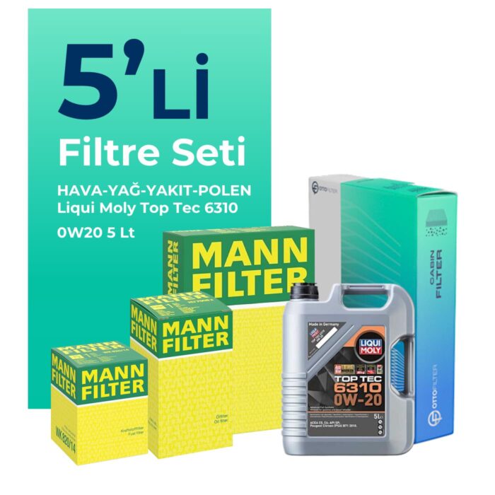 MANN Fiat Egea 1.6 Dizel Filtre Bakım Seti Liqui Moly Motor Yağlı (2015-2023) 5 Li - Görsel 1