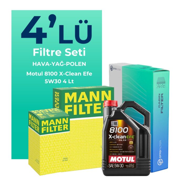 mann-jeep-avenger-1-2-filtre-bakim-seti-shell-motor-yagli-2024-2026-4-lu-129514 MANN Jeep Avenger 1.2 Filtre Bakım Seti Motul 8100 X-Clean Efe 5W-30 4 Litre Motor Yağlı (2024-2026) 4 Lü - Görsel 1