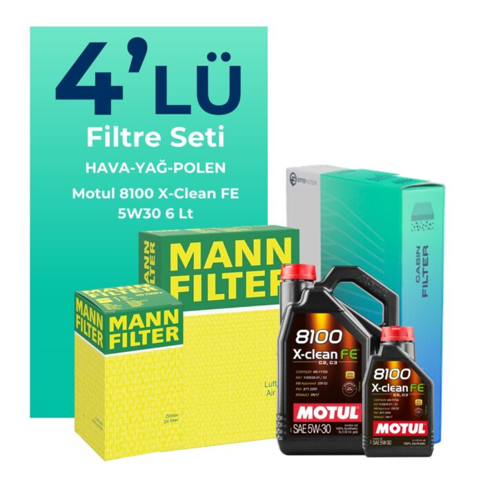 MANN Nissan X-Trail 1.3 Benzin Filtre Bakım Seti Motul Motor Yağlı (2019-2021) 4 Lü - Görsel 1