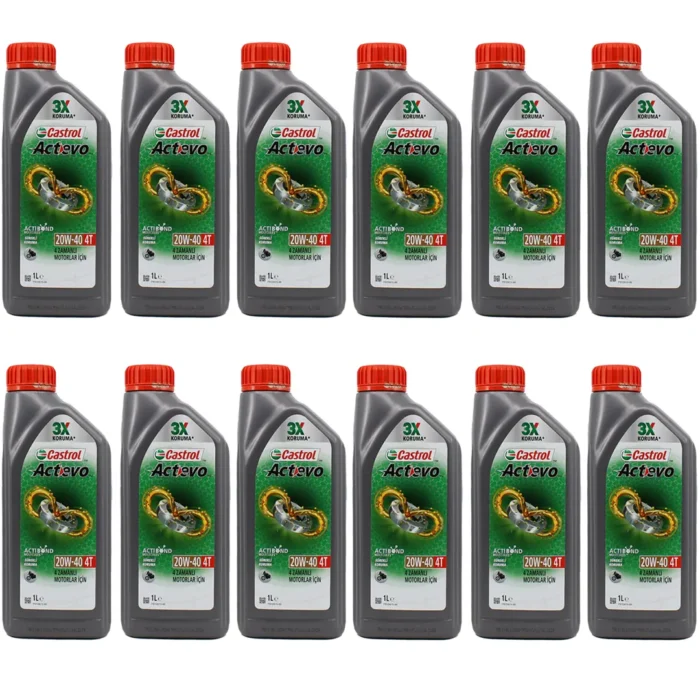 castrol-actevo-4t-20w40-1lt-12adet Castrol Actevo 20W40 4T 1 Lt 4 Zamanlı Motosiklet Yağı (12 Adet) - Görsel 1