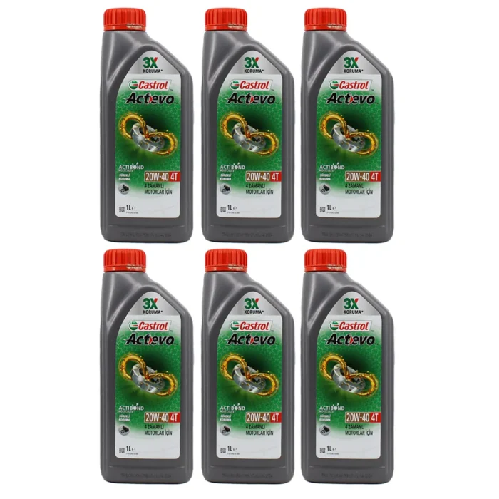 castrol-actevo-4t-20w40-1lt-6adet Castrol Actevo 20W40 4T 1 Lt 4 Zamanlı Motosiklet Yağı (6 Adet) - Görsel 1
