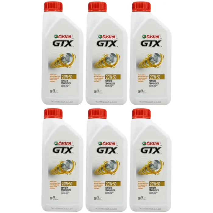 castrol-gtx-20w50-1lt-6adet Castrol GTX 20W50 1 Lt Sentetik Motor Yağı (6 Adet) - Görsel 1