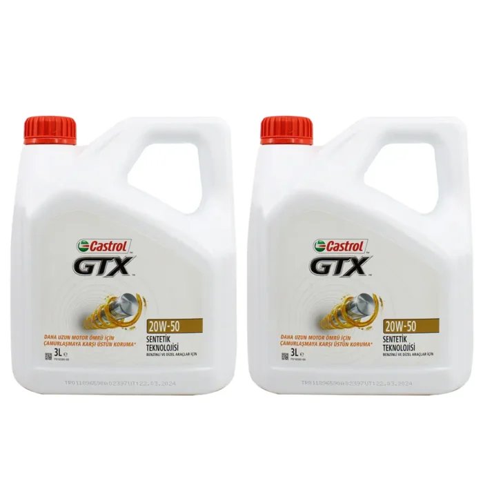 Castrol GTX 20W50 3 Lt Sentetik Motor Yağı (2 Adet) - Görsel 1