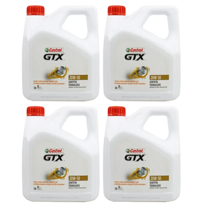 castrol-gtx-20w50-3lt-4adet Castrol GTX 20W50 3 Lt Sentetik Motor Yağı (4 Adet) - Görsel 1
