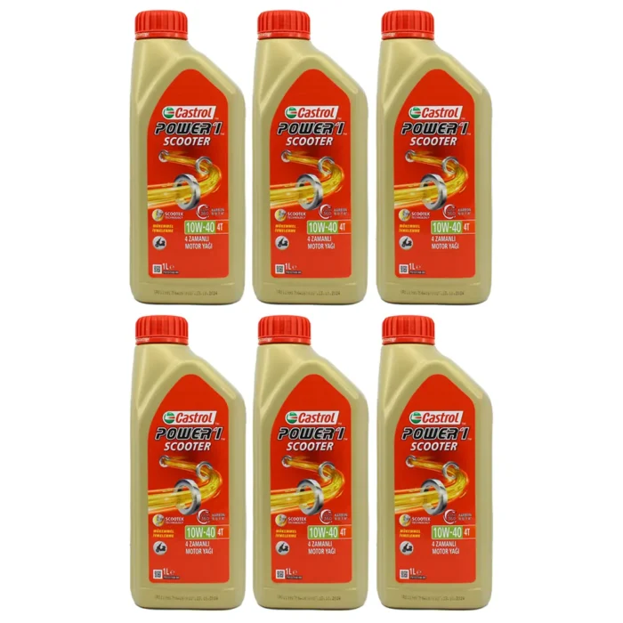castrol-power-1-scooter-10w40-4t-1lt-6adet Castrol Power 1 Scooter 10W40 4T 1 Lt Motosiklet Yağı (6 Adet) - Görsel 1