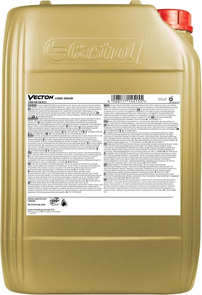 Castrol Vecton Long Drain 10W-40 E8/E11 - 20 Litre Motor Yağı - Görsel 6