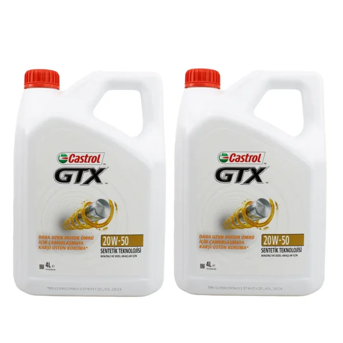 Castrol GTX 20W50 4 Lt Sentetik Motor Yağı (2 Adet) - Görsel 1