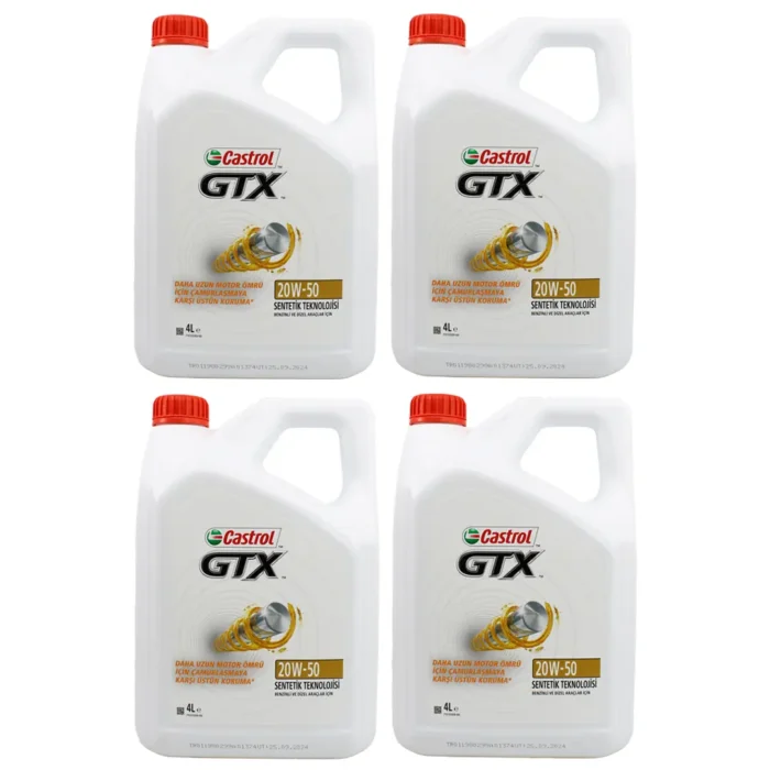 castroll-gtx-20w50-4lt-4adet Castrol GTX 20W50 4 Lt Sentetik Motor Yağı (4 Adet) - Görsel 1