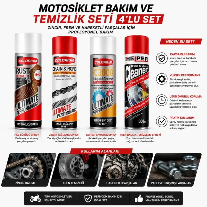 Motosiklet Bakım ve Temizlik Seti 4’lü - Görsel 2