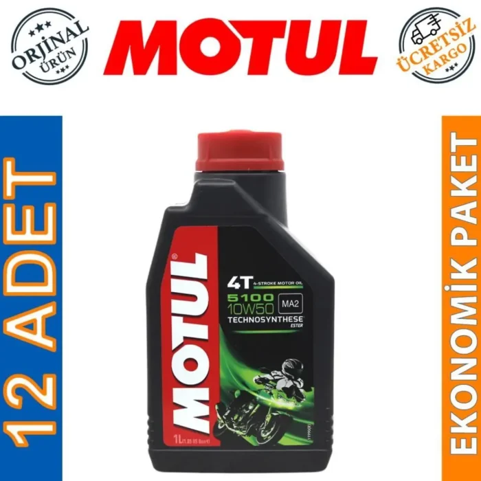 Motul 5100 10W50 4T 1 Lt Motosiklet Yağı (12 Adet) - Görsel 1
