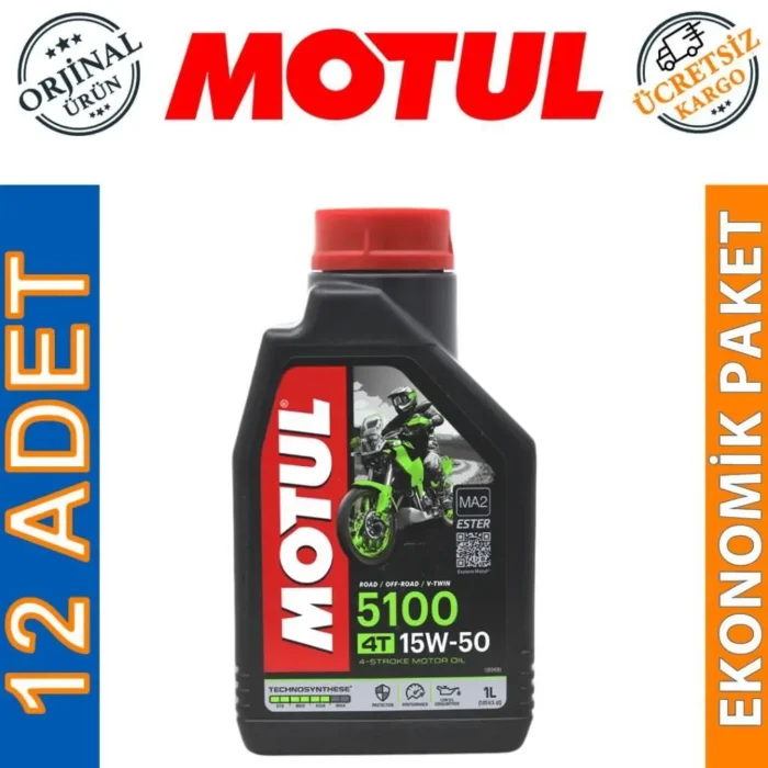 image_1080-1055 Motul 5100 15W50 4T 1 Lt 4 Zamanlı Motosiklet Yağı (12 Adet) - Görsel 1
