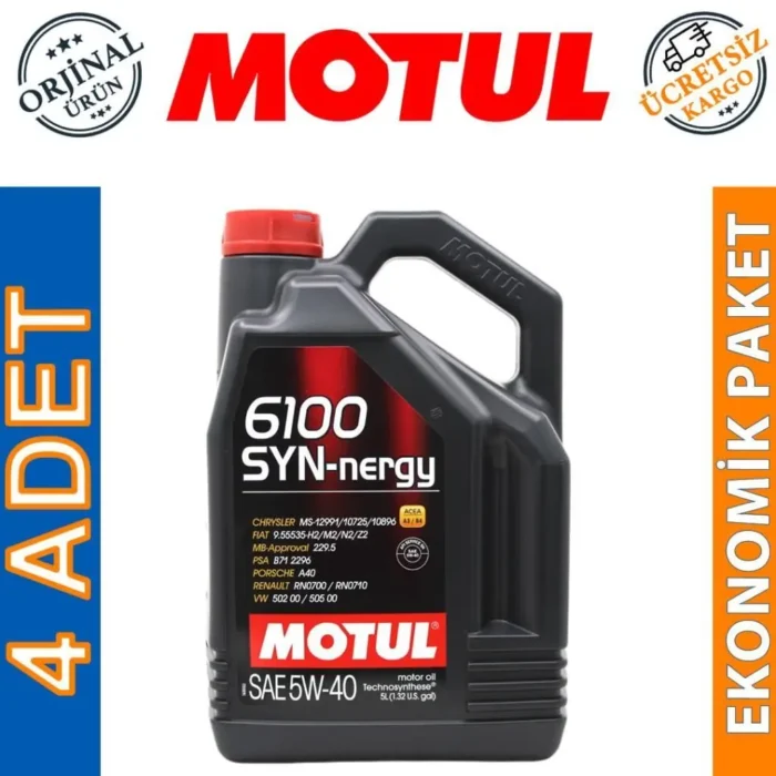 image_1080-1105 Motul 6100 SYN-Nergy 5W40 5 Lt Motor Yağı (4 Adet) - Görsel 1