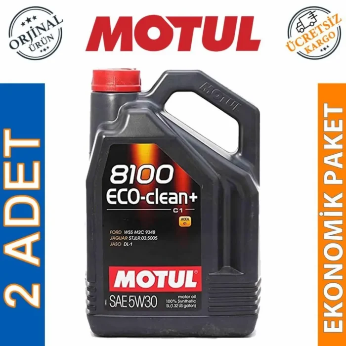 Motul 8100 Eco-Clean+ 5W30 5 Lt Tam Sentetik Motor Yağı (2 Adet) - Görsel 1