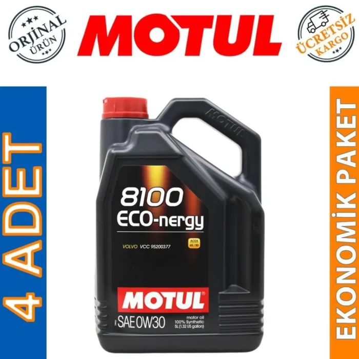 image_1080-1249 Motul 8100 Eco-Nergy 0W30 5 Lt Tam Sentetik Motor Yağı (4 Adet) - Görsel 1