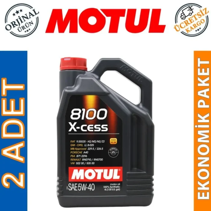 Motul 8100 X-Cess 5W40 4 Lt Tam Sentetik Motor Yağı (2 Adet) - Görsel 1