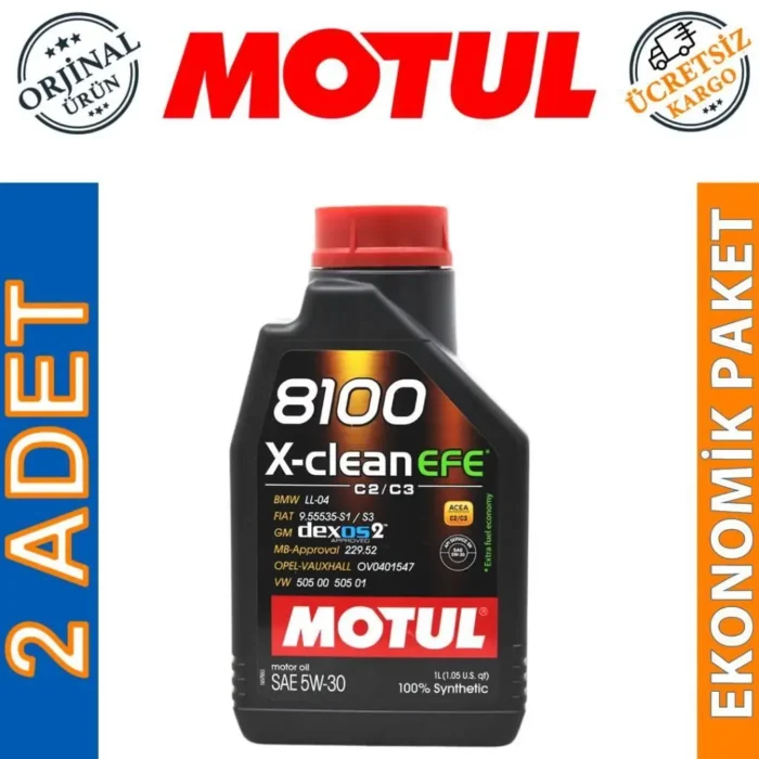 image_1080-1376 Motul 8100 X-Clean EFE 5W30 1 Lt Tam Sentetik Motor Yağı (2 Adet) - Görsel 1