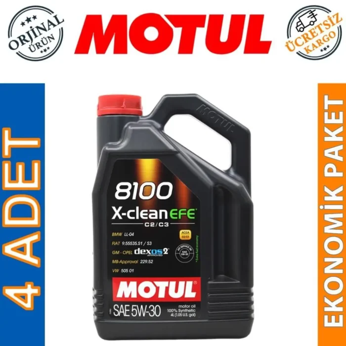 image_1080-1392 Motul 8100 X-Clean EFE 5W30 4 Lt Tam Sentetik Motor Yağı (4 Adet) - Görsel 1