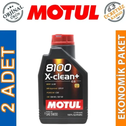 Motul 8100 X-Clean+ 5W30 1 Lt Tam Sentetik Motor Yağı (2 Adet)