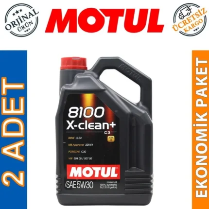 Motul 8100 X-Clean+ 5W30 5 Lt Tam Sentetik Motor Yağı (2 Adet)