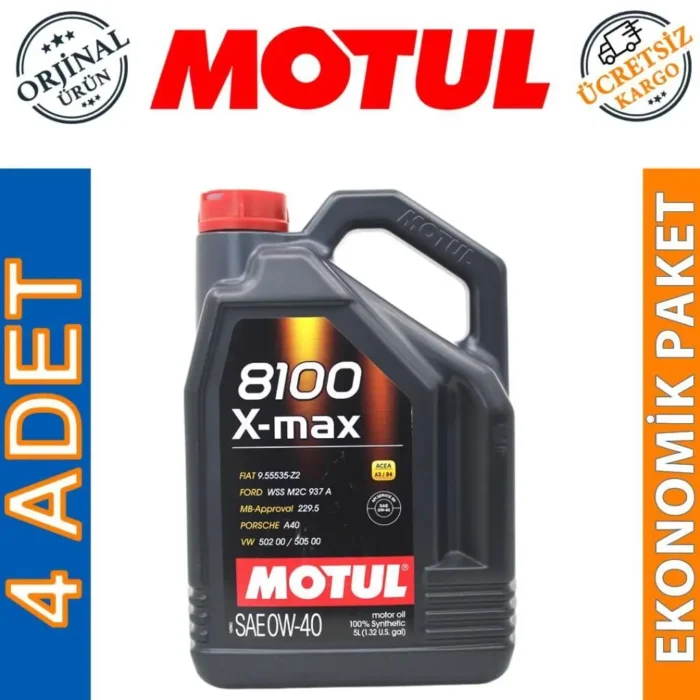 image_1080-1440 Motul 8100 X-Max 0W40 5 Lt Tam Sentetik Motor Yağı (4 Adet) - Görsel 1