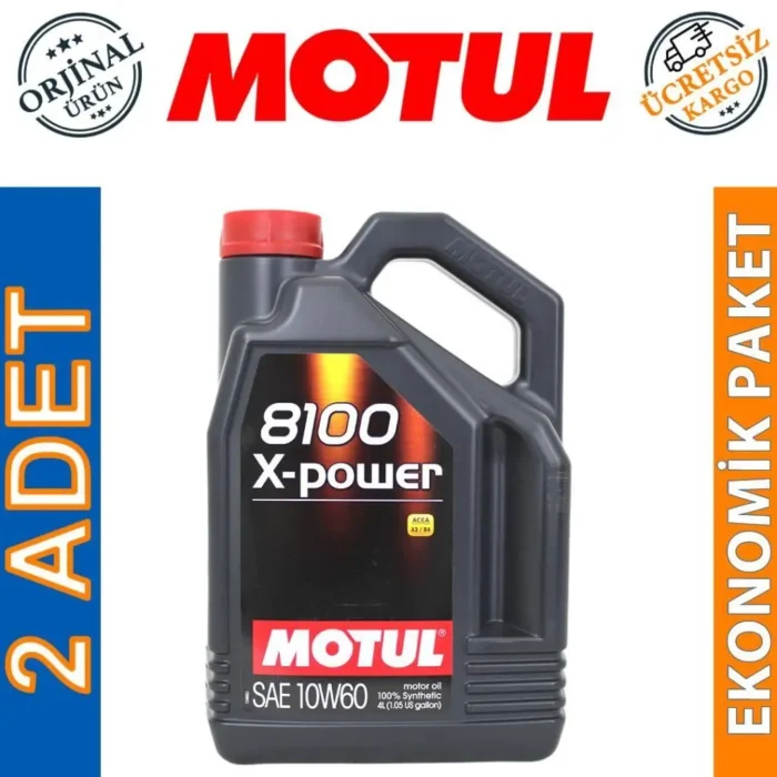 Motul 8100 X-Power 10W60 4 Lt Tam Sentetik Motor Yağı (2 Adet) - Görsel 1