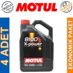 Motul 8100 X-Power 10W60 5 Lt Tam Sentetik Motor Yağı (4 Adet)