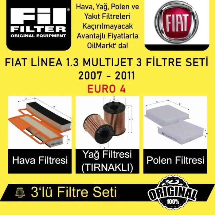 Fiat Linea 1.3 MultiJet (2007 - 11) 3'lü Fil Filtre Seti - Görsel 5