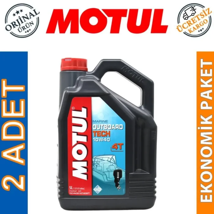 Motul Marine Outboard Tech 10W40 4T 5 Lt Tekne Motor Yağı (2 Adet) - Görsel 1