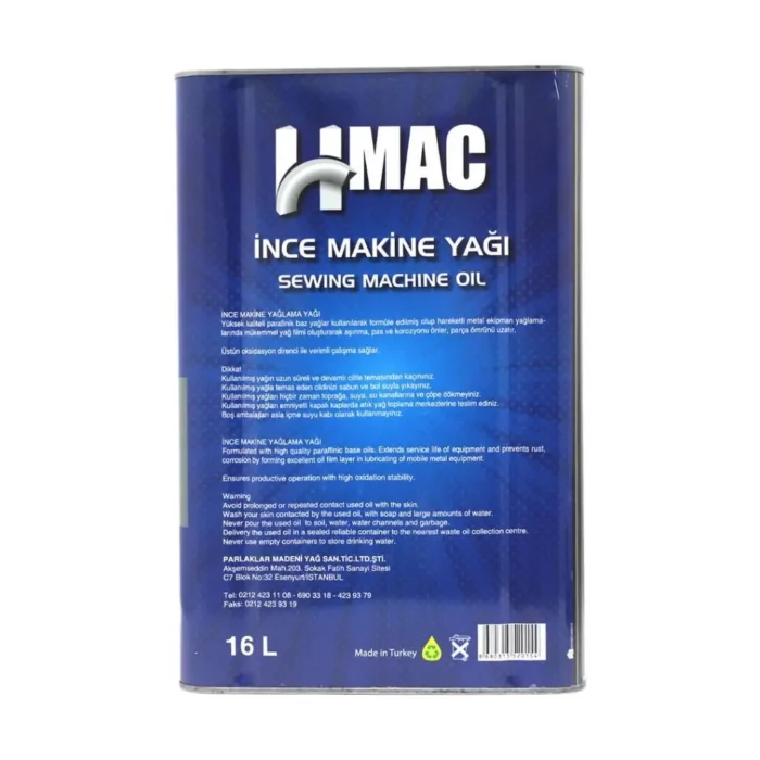 HMac İnce Makine Yağı Dikiş Makine Yağı 16 Litre - Görsel 3