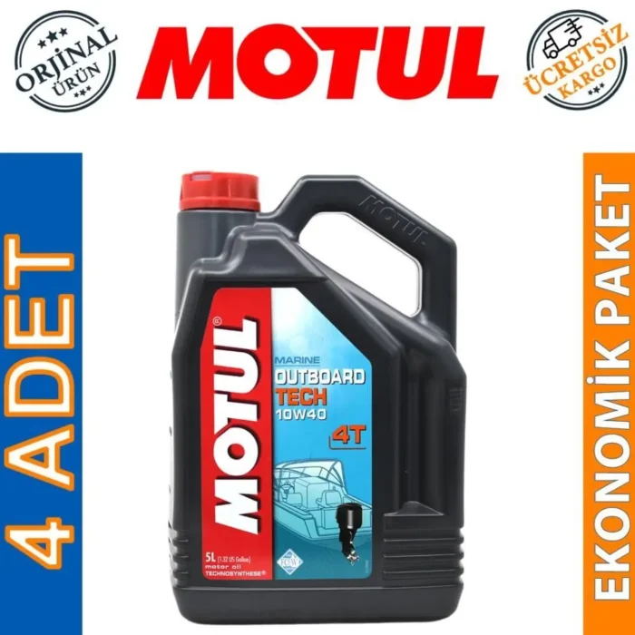 Motul Marine Outboard Tech 10W40 4T 5 Lt Tekne Motor Yağı (4 Adet) - Görsel 1