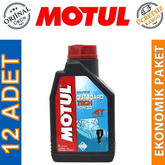 image_1080-2040 Motul Marine Outboard Tech 4T 10W30 1 Lt Tekne Motor Yağı (12 Adet) - Görsel 1
