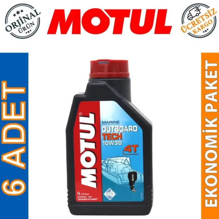 Motul Marine Outboard Tech 4T 10W30 1 Lt Tekne Motor Yağı (6 Adet) - Görsel 1