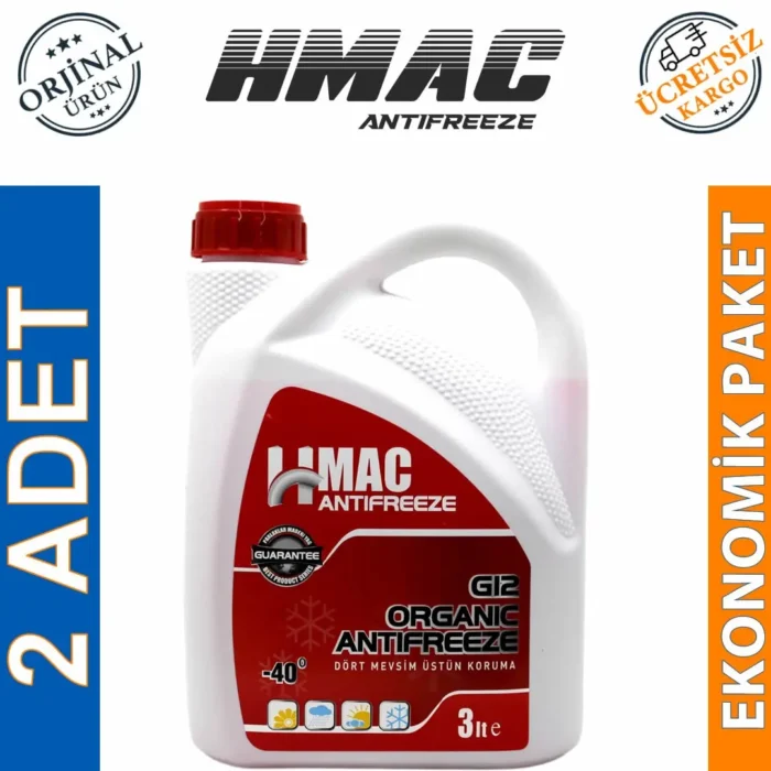 image_1080-206 HMac Organik Kırmızı Antifriz 3 Lt -40 Derece (2 Adet) - Görsel 1