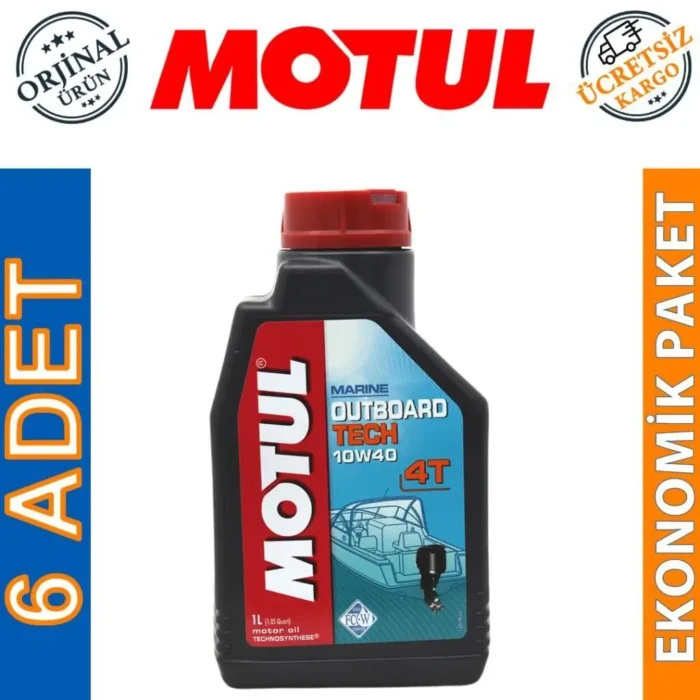 image_1080-2076 Motul Marine Outboard Tech 4T 10W40 1 Lt Tekne Motor Yağı (6 Adet) - Görsel 1