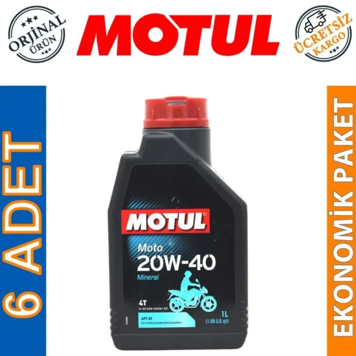 image_1080-2105 Motul Moto 4T 20W40 1 Lt Mineral Motosiklet Yağı (6 Adet) - Görsel 1