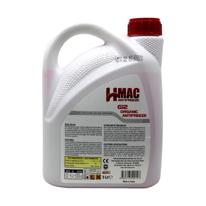 HMac Organik Kırmızı Antifriz 3 Lt -40 Derece (4 Adet) - Görsel 4
