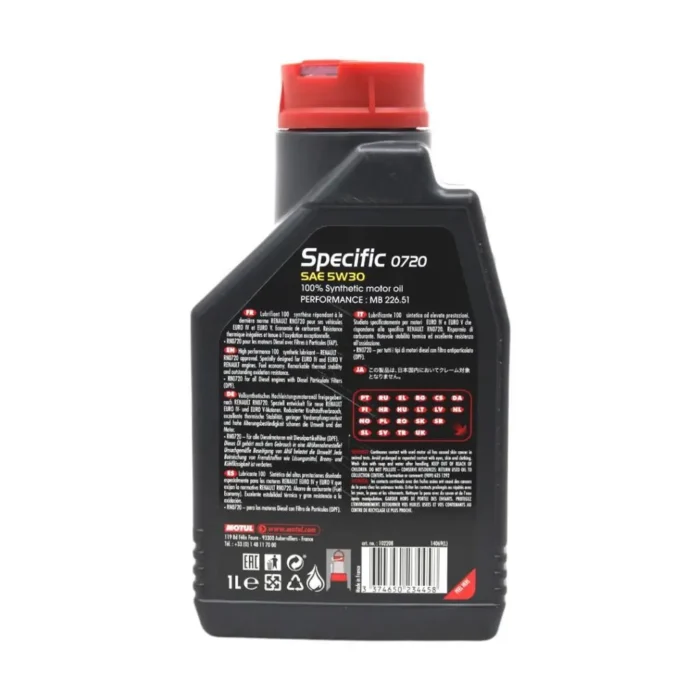 Motul Specific 0720 5W30 1 Lt Tam Sentetik Motor Yağı (4 Adet) - Görsel 2