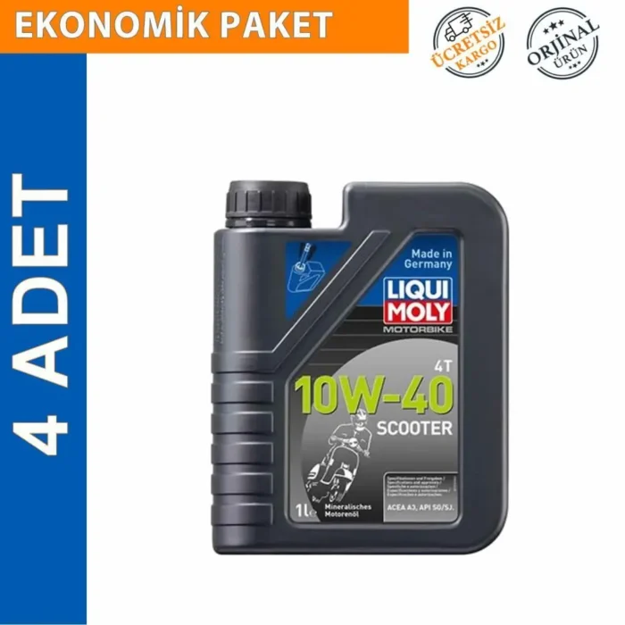 Liqui Moly 10W-40 4T Basic Scooter 1 Lt Motosiklet Yağı (4 Adet) (1618) - Görsel 1