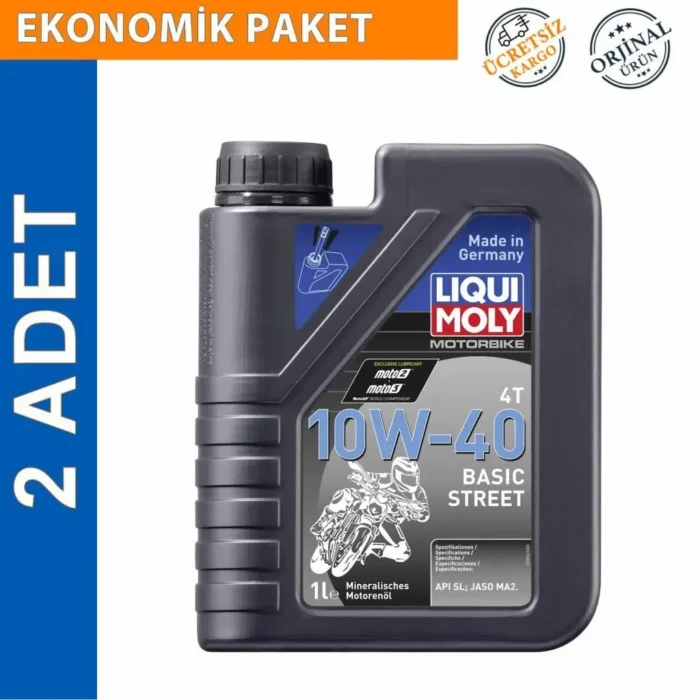 image_1080-254 Liqui Moly 10W-40 4T Basic Street 1 Lt Motosiklet Yağı (2 Adet) (3044) - Görsel 1