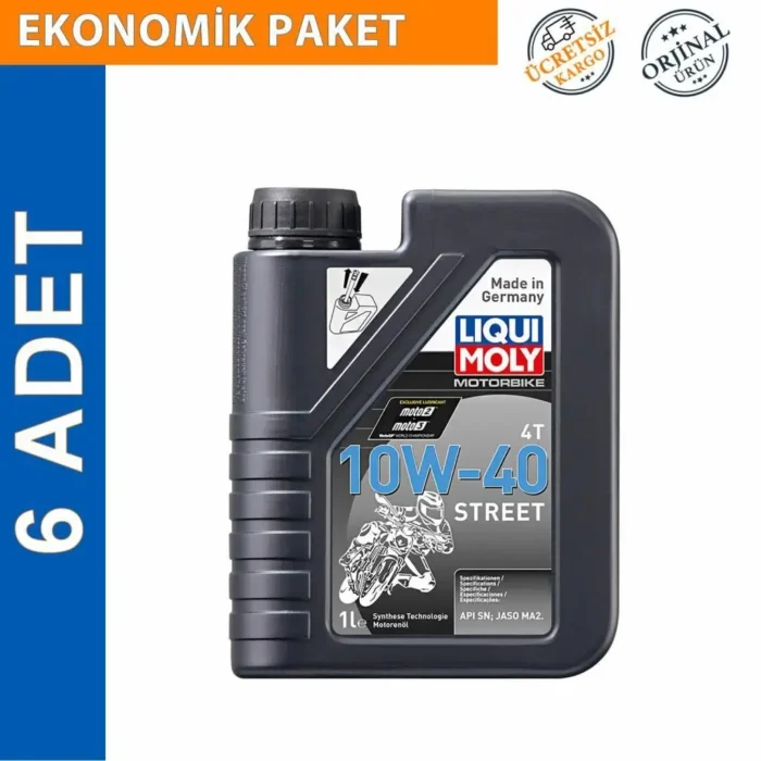 Liqui Moly 10W-40 4T Street 1 Lt Motosiklet Motor Yağı (6 Adet) (1521) - Görsel 1