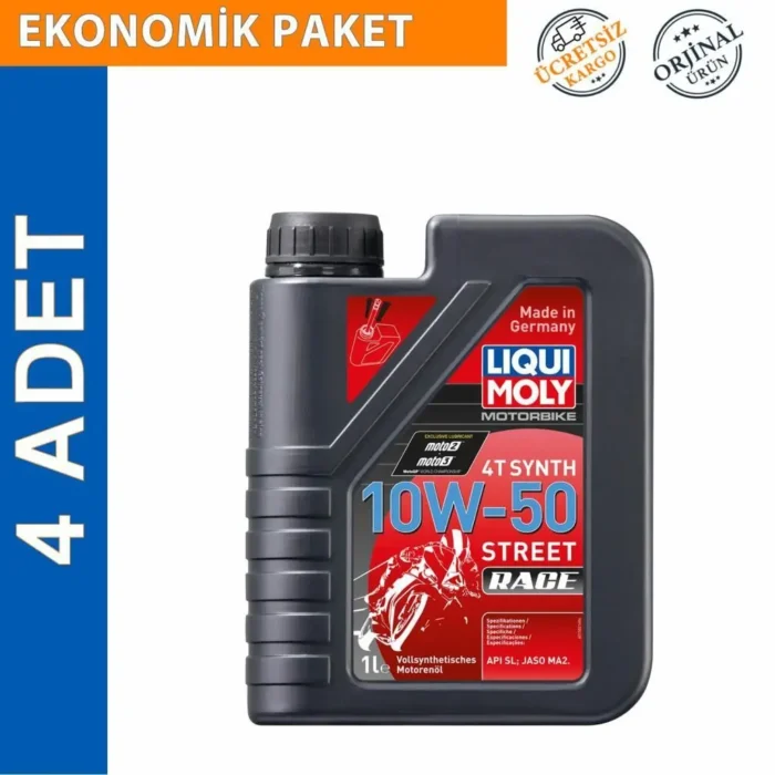 image_1080-274 Liqui Moly 10W-50 4T Street Race 1 Lt Motosiklet Yağı (4 Adet) (1502) - Görsel 1