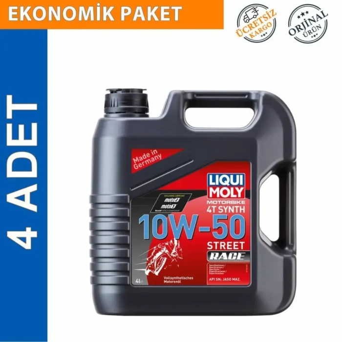 image_1080-278 Liqui Moly 10W-50 4T Street Race 4 Lt Motosiklet Yağı (4 Adet) (1686) - Görsel 1
