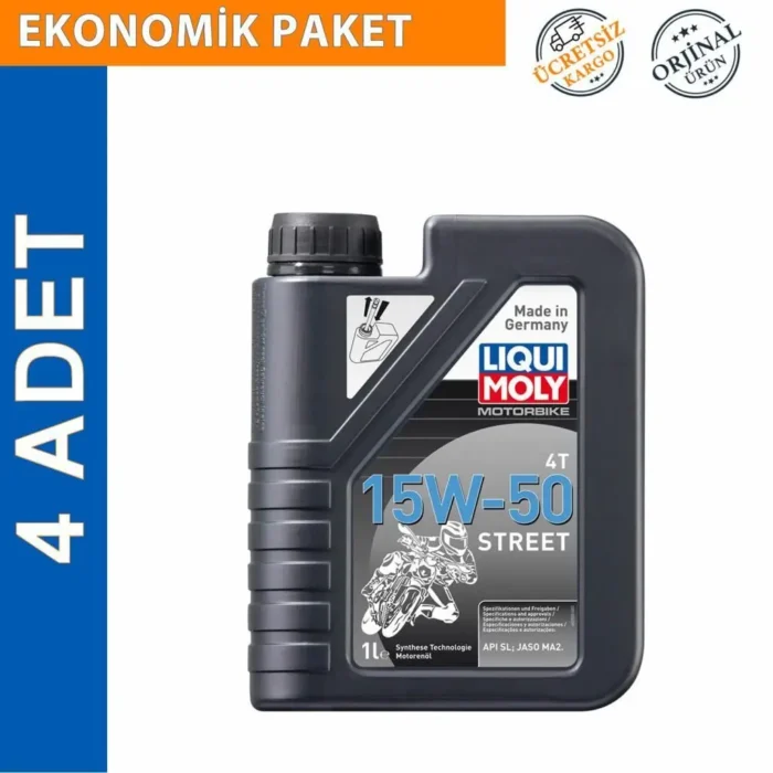 Liqui Moly 15W-50 4T Street 1 Lt Motosiklet Motor Yağı (4 Adet) (2555) - Görsel 1