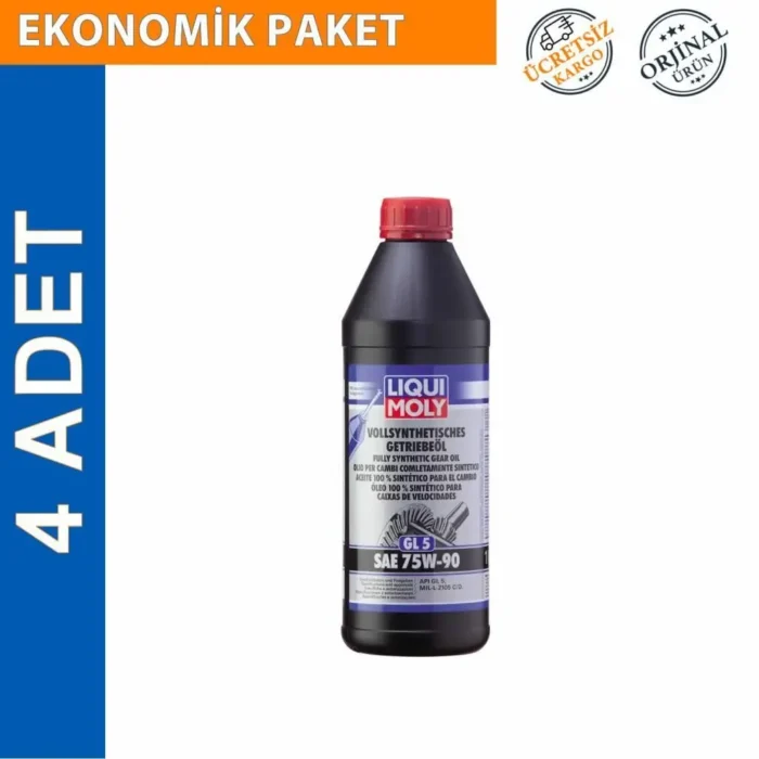 image_1080-373 Liqui Moly GL4+ SAE 75W-90 Tam Sentetik Şanzıman Yağı 1 Lt (4 Adet) (4434) - Görsel 1