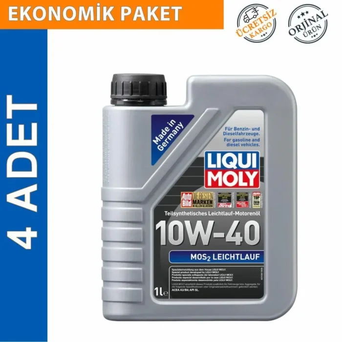 image_1080-432 Liqui Moly Mos2 Leichtlauf 10W-40 Motor Yağı 1 Lt (4 Adet) (2626) - Görsel 1