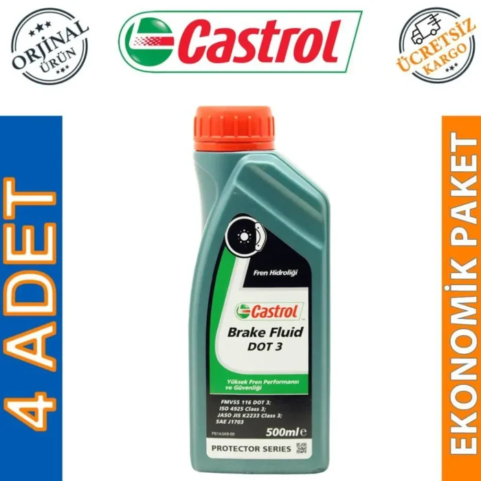 Castrol Brake Fluid DOT 3 500 ML Fren Hidrolik Yağı (4 Adet) - Görsel 1