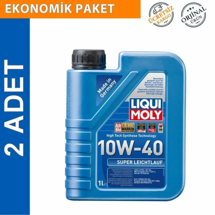 image_1080-501 Liqui Moly Super Leichtlauf 10W-40 Motor Yağı 1 Lt (2 Adet) (9503) - Görsel 1