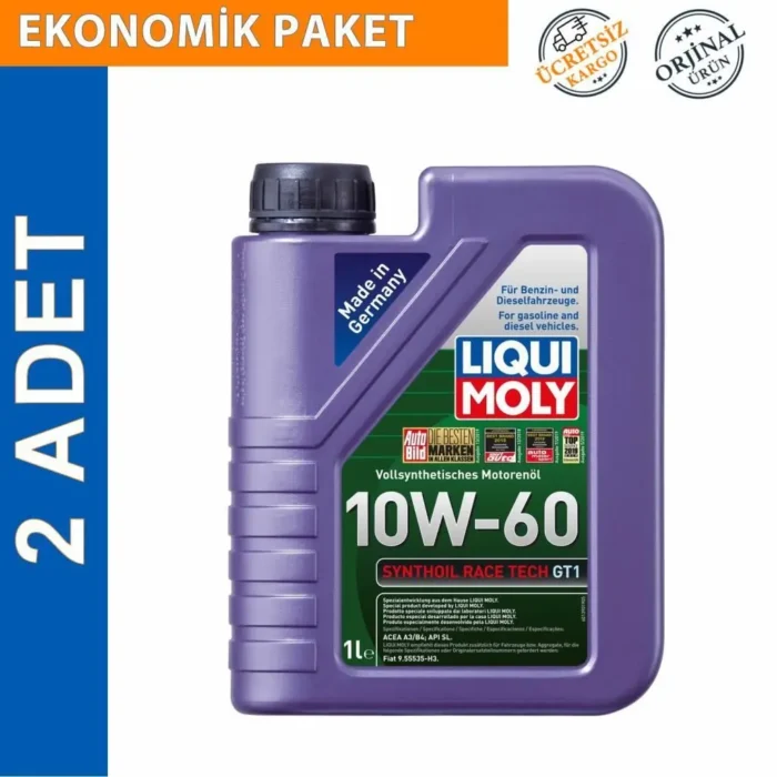 image_1080-510 Liqui Moly Synthoil Race Tech GT1 10W-60 Motor Yağ 1 Lt (2 Adet) (8908) - Görsel 1