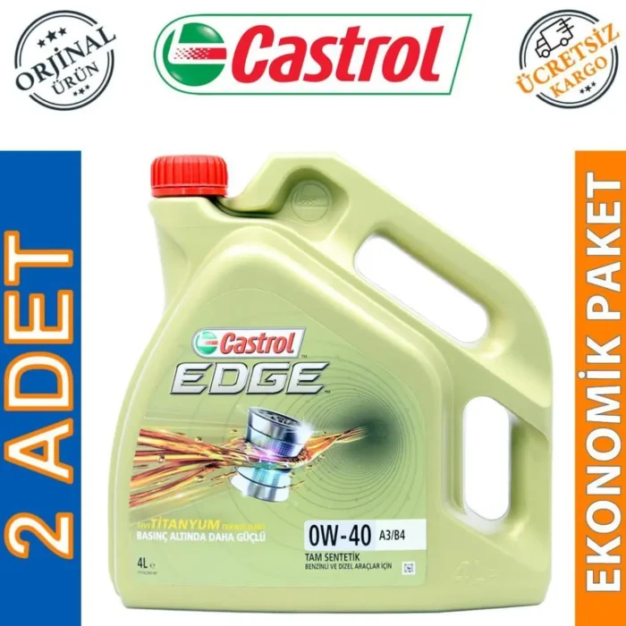 image_1080-54 Castrol Edge 0W40 4 Lt Tam Sentetik Motor Yağı (2 Adet) - Görsel 1